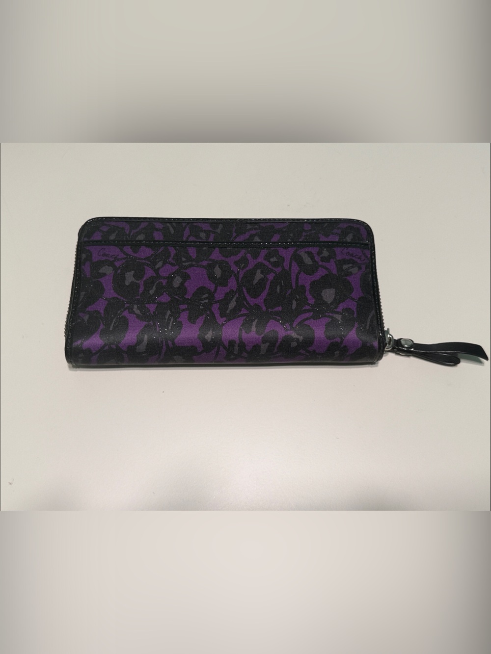 Coach Purple and Black Printed Satin Tote Bag and Wallet Set - Picture 7 of 8